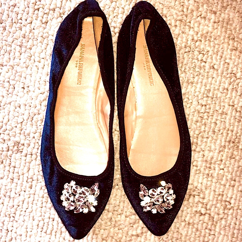 Banana Republic bejeweled navy suede flats - Picture 1 of 4
